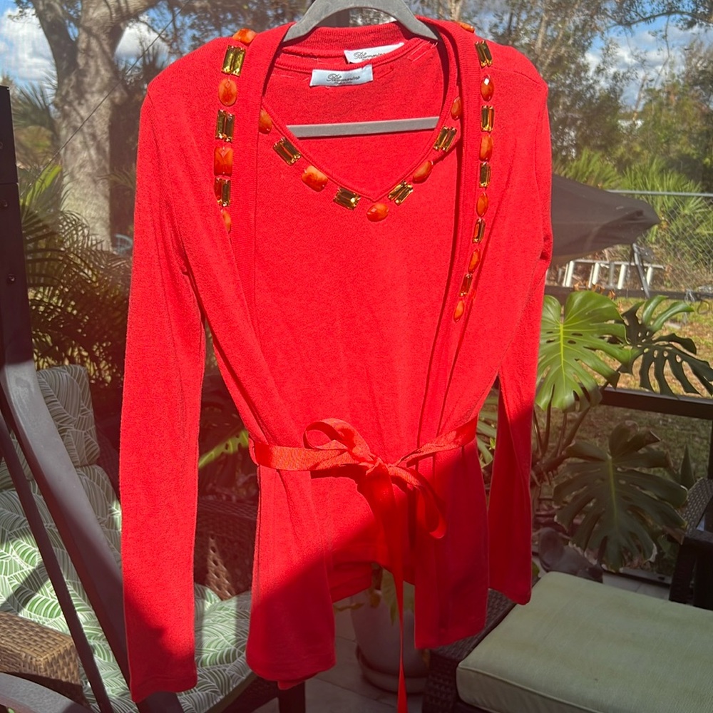 Blumarine bright  coral set- sweater and a jacket